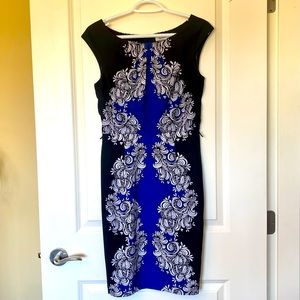 Print cap sleeve knee length dress size 2